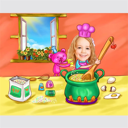 Little Chef Baking Caricature from Photo - myDaVinci